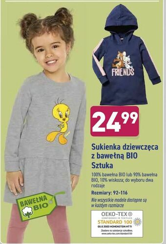 ALDI Sukienka dziewczęca z bawełną BIO oferta