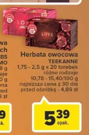Carrefour Herbata owocowa TEEKANNE 1,75-2,5 g x 20 torebek oferta
