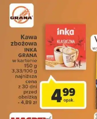 Carrefour Kawa zbożowa INKA GRANA w kartonie 150g oferta