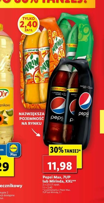 Lidl Pepsi Max, 7UP lub Mirinda, XXL oferta