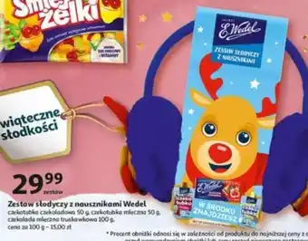 Auchan Zestaw słodyczy z nausznikami Wedel czekotubka czekoladowa 50 g oferta