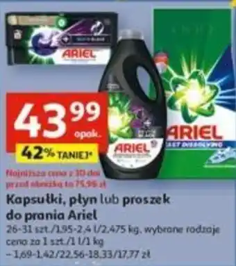 Auchan Kapsułki, płyn lub proszek do prania Ariel 26-31 szt. / 1.95-2.4 l / 2,475 kg oferta