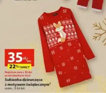 Auchan Sukienka dziewczęca z motywem świątecznym oferta