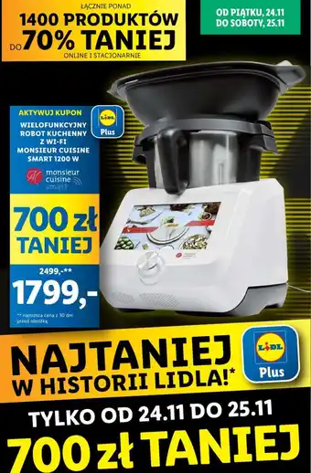 Lidl WIELOFUNKCYJNY ROBOT KUCHENNY Z WI-FI MONSIEUR CUISINE SMART 1200 W oferta