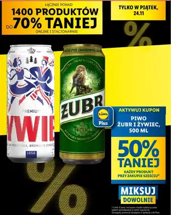 Lidl PIWO ŻUBR I ŻYWIEC, 500 ML oferta