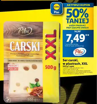 Lidl Ser carski, w plastrach, XXL Pilos 500g oferta