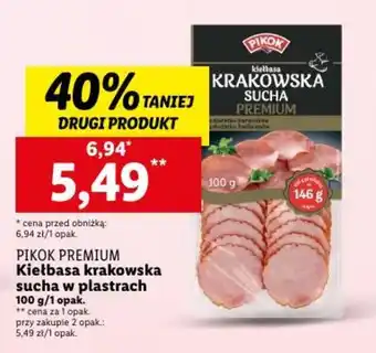 Lidl PIKOK PREMIUM Kiełbasa krakowska sucha w plastrach 100g oferta