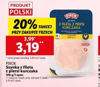 Lidl PIKOK Szynka z fileta z piersi kurczaka 100g oferta