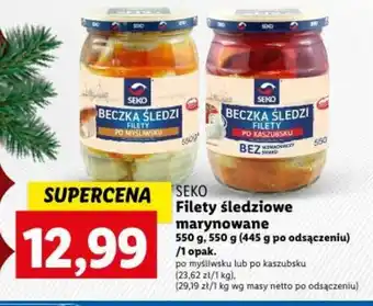 Lidl SEKO Filety śledziowe marynowane 550g oferta