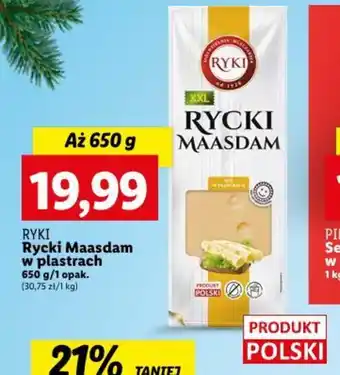 Lidl RYKI Rycki Maasdam w plastrach 650 g oferta