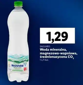 Lidl SAGUARO Woda mineralna, magnezowo-wapniowa, średnionasycona CO₂ 1l oferta