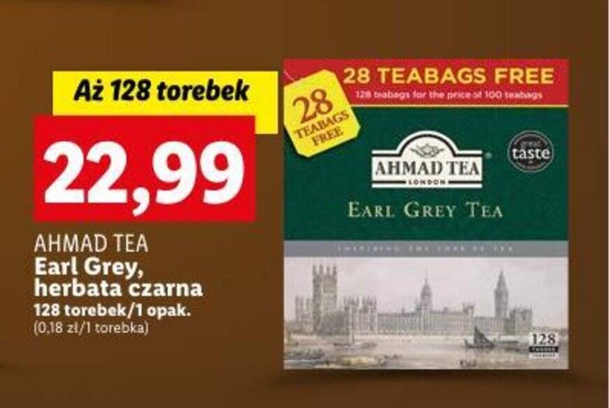 Promocja AHMAD TEA Earl Grey, herbata czarna 128 torebek w Lidl