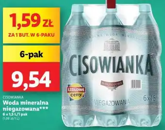 Lidl CISOWIANKA Woda mineralna niegazowana 6 x 1,5 L oferta