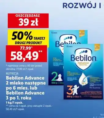 Lidl NUTRICIA Bebilon Advance 2 mleko następne po 6 mięs lub Bebilon Advance 3 po 1. roku oferta