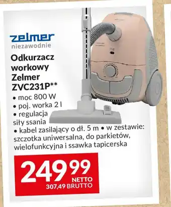 Makro Odkurzacz workowy Zelmer ZVC231P oferta