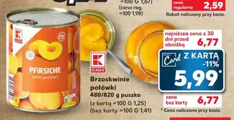 Brzoskwinie połówki 480/820 g puszka