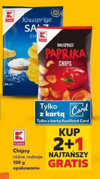 Kaufland Chipsy różne rodzaje 150 g opakowanie oferta