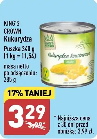 ALDI Kukurydza Puszka 340 g oferta