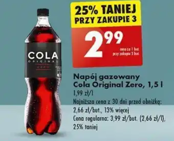 Biedronka Napój gazowany Cola Original Zero 1,5 l oferta