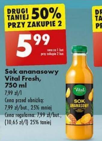 Biedronka Sok ananasowy Vital Fresh 750ml oferta