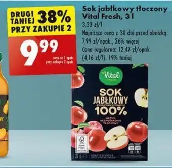 Biedronka Sok jabłkowy tłoczony Vital Fresh 3l oferta