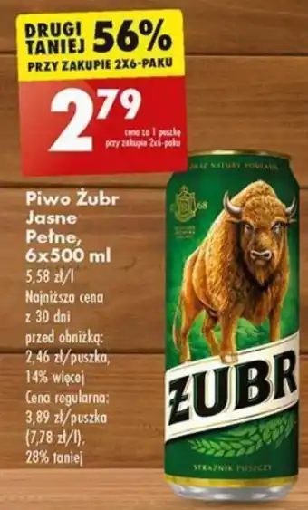 Biedronka Piwo Żubr Jasne Pełne 500ml oferta
