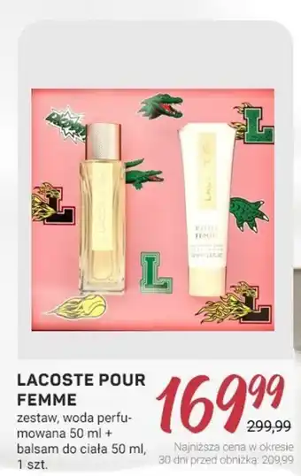 Rossmann LACOSTE POUR FEMME zestaw woda perfumowana 50 ml + balsam do ciała 50 ml oferta