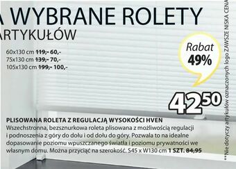 JYSK Plisowana roleta z regulacją wysokości hven oferta