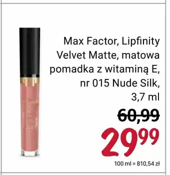 Rossmann Max Factor, Lipfinity Velvet Matte, matowa pomadka z witaminą E, nr 015 Nude Silk oferta