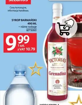 Selgros SYROP BARMAŃSKI 490ml oferta