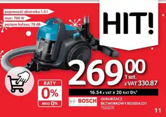 Selgros BOSCH ODKURZACZ BEZWORKOWY BGS05A221 oferta