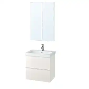 Godmorgon / odensvik meble łazienkowe, zest. 4 szt., połysk biały/bateria dalskär, 63 cm