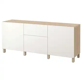 IKEA Bestå kombinacja z szufladami, imitacja dębu bejcowanego na biało/lappviken biały, 180x40x74 cm oferta