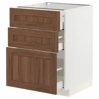 IKEA Metod / maximera szafka stojąca z 3 szufladami, biały enköping/brązowy orzech, 60x60 cm oferta