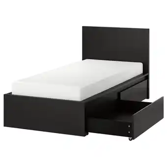 IKEA Malm rama łóżka z 2 pojemnikami, czarnybrąz/lönset, 90x200 cm oferta