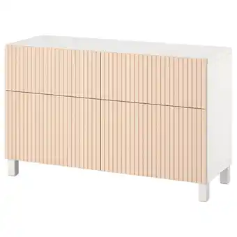 IKEA Bestå kombinacja regałowa z drzw/szuf, biały/björköviken/stubbarp okl brzoz, 120x42x74 cm oferta