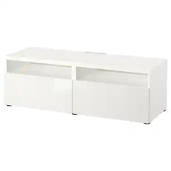 IKEA Bestå ława tv z szufladami, biały/selsviken połysk/biel, 120x42x39 cm oferta