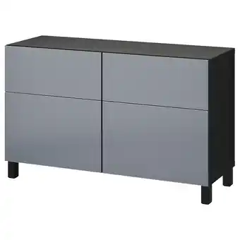 IKEA Bestå kombinacja regałowa z drzw/szuf, czarnybrąz/riksviken/stubbarp efekt szczotkowanej ciemnej cyny, 120x42x74 cm oferta