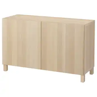 IKEA Bestå kombinacja z drzwiami, dąb bejcowany na biało/lappviken/stubbarp dąb bejcowany na biało, 120x42x74 cm oferta