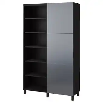 IKEA Bestå kombinacja z drzwiami, czarnybrąz/riksviken efekt szczotkowanej ciemnej cyny, 120x42x202 cm oferta