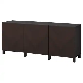 IKEA Bestå kombinacja z drzwiami, czarnybrąz hedeviken/stubbarp/ciemnobrązowy bejcowana okleina dębowa, 180x42x74 cm oferta
