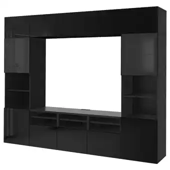 IKEA Bestå kombinacja na tv/szklane drzwi, czarnybrąz/selsviken połysk/czarne przezroczyste szkło, 300x42x231 cm oferta