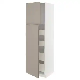 IKEA Metod / maximera szafka wys 2drzwi/4szufl, biały/upplöv matowy ciemnobeżowy, 60x60x200 cm oferta