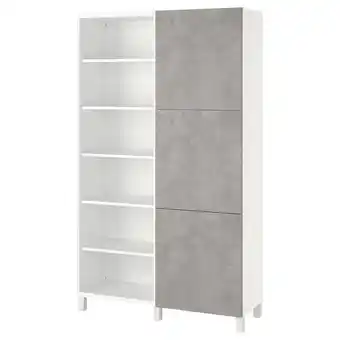 IKEA Bestå kombinacja z drzwiami, biały kallviken/stubbarp/jasnoszary imitacja betonu, 120x42x202 cm oferta