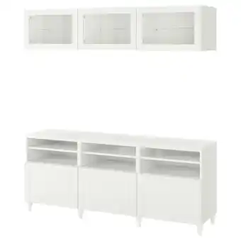 IKEA Bestå kombinacja na tv/szklane drzwi, biały/smeviken/kabbarp białe szkło przezroczyste, 180x42x192 cm oferta