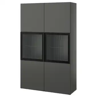 IKEA Bestå regał/szklane drzwi, ciemnoszary lappviken/fällsvik antracyt, 120x42x193 cm oferta