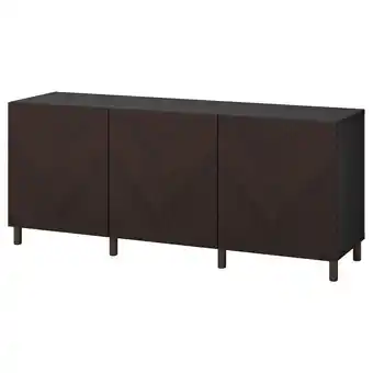 IKEA Bestå kombinacja z drzwiami, czarnybrąz hedeviken/mejarp/ciemnobrązowy bejcowana okleina dębowa, 180x42x74 cm oferta