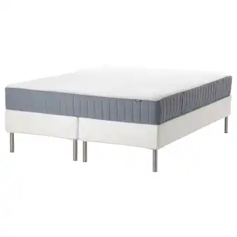 IKEA Espevär/valevåg łóżko kontynentalne, biały/twardy jasnoniebieski, 160x200 cm oferta