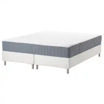 IKEA Espevär/valevåg łóżko kontynentalne, biały/twardy jasnoniebieski, 160x200 cm oferta