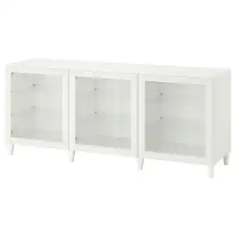 IKEA Bestå kombinacja z drzwiami, biały/ostvik/kabbarp białe szkło przezroczyste, 180x42x74 cm oferta